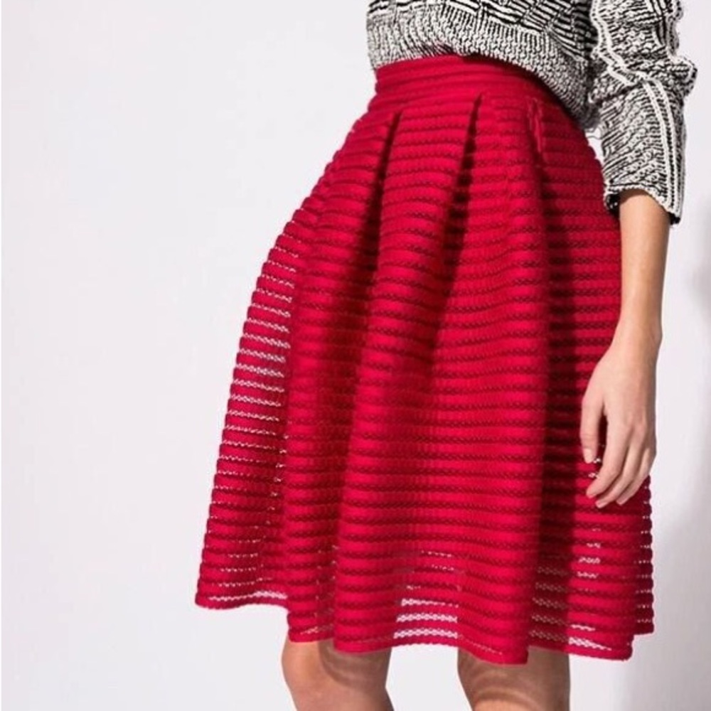 Maje Red Puff Skirt 1